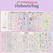 这本16页的贴纸书包含各种可爱的手机贴纸，包括迷你贴纸和金属质感的手机贴纸。它也是一本很棒的DIY剪贴簿和装饰书，适用于各种场合，例如手机壳、水瓶贴纸和日记装饰。它是圣诞节和感恩节的绝佳礼物。