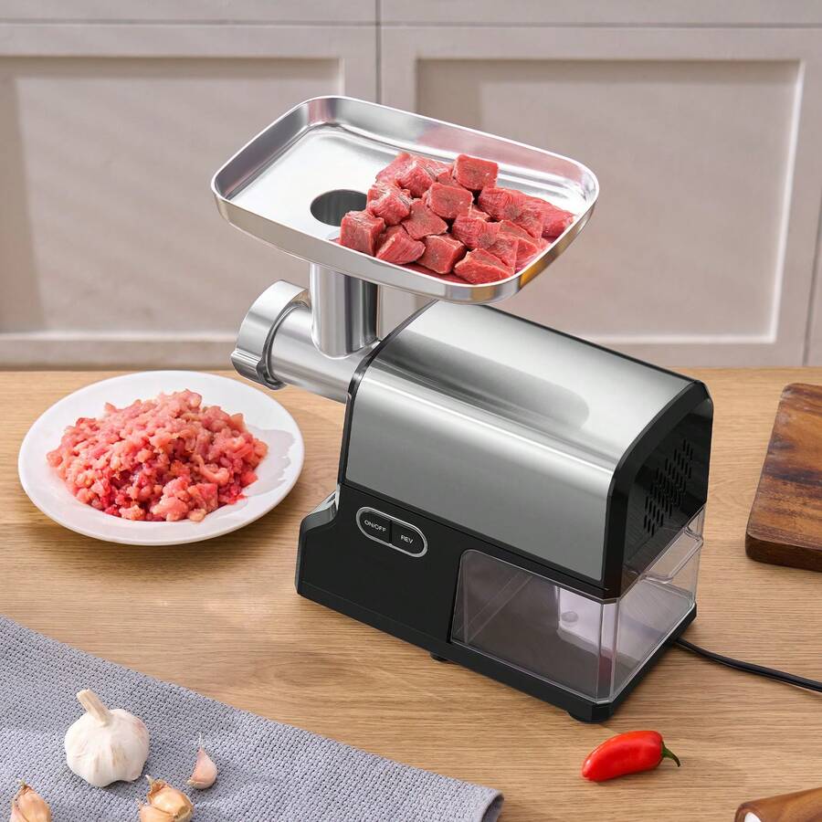 Picadora de carne eléctrica de 4,2 libras por minuto, máquina para embutir salchichas para la cocina del hogar - 3 tipos de accesorios - Ver 1