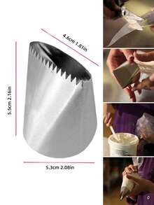 1pc Extra Large 304 Stainless Steel Cake Decorating Icing Piping Nozzle, Extra Wide Frosting Tip, Double-Sided Cream Piping Tip - For Smooth/Textured Frosting Piping, Suitable For Home Kitchen, Bakery And Restaurant - Fit For Christmas, Halloween, Thanksgiving, Valentine's Day, Birthday, Wedding Party - Silver - View 3