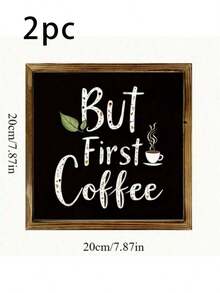 1/2 件乡村风木质墙饰，印有“Coffee First”字样，尺寸为 8x8 英寸，饰有木质咖啡杯和咖啡豆，适用于厨房、客厅、办公室、咖啡店，是送给咖啡爱好者的完美礼物（无需用电）。 - 多色-鋸齒掛鉤 - 查看 8