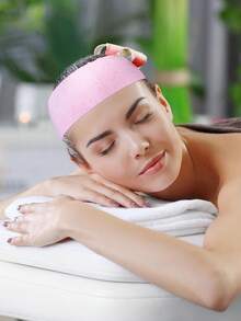 10/25/50pcs Disposable Spa Headband Elastic Non-Woven Fabric Facial Headband Soft Hair Band, Easy Closure, Suitable For Women Salon, Pink - Multicolor - View 6