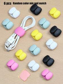 6 Stücke zufällige Farbe Kabel Organizer Wickler, einfache multifunktionale Kabelmanagement Clips für Kopfhörer, Ladekabel Aufbewahrung