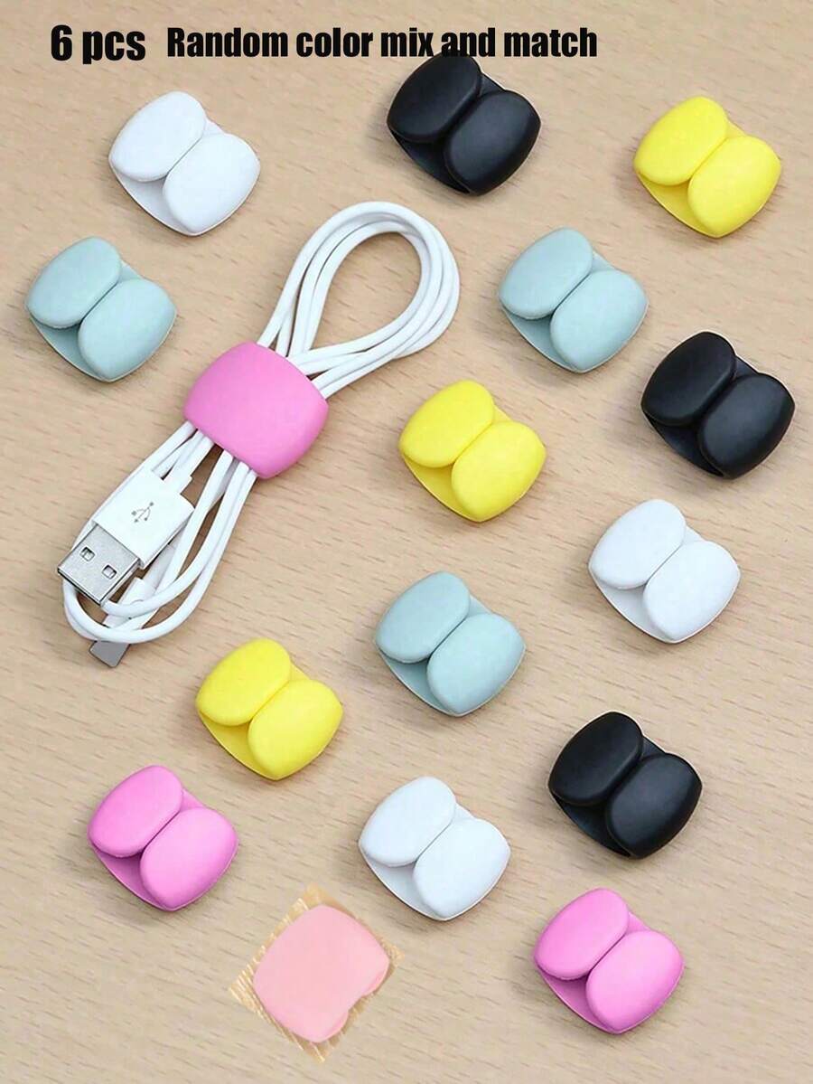 6 Stücke zufällige Farbe Kabel Organizer Wickler, einfache multifunktionale Kabelmanagement Clips für Kopfhörer, Ladekabel Aufbewahrung