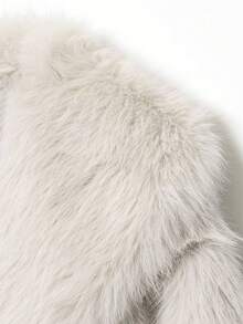 山茶花新款秋冬仿狐狸毛领时尚短外套，青春洋溢的人造毛皮效果 - 米色 - 查看 10