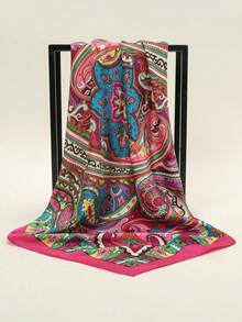 Moonlight Silk Chain Geometric Print Headscarf Bandana 85cm Bandana,Hair Band,Head Band Ideal For Dressing Up Your Look - Màu Hồng Tươi - Xem 5