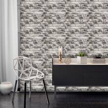 [Old House Renovation Artifact] Retro Red Brick Wallpaper Peel And Stick-Removable Without Leaving Marks, Waterproof And Moisture-Proof, DIY Renovation Of Bedroom, Living Room, Bathroom Walls/Old Furniture, Transient Retro Industrial Style Space Vinyl - Grey - View 2