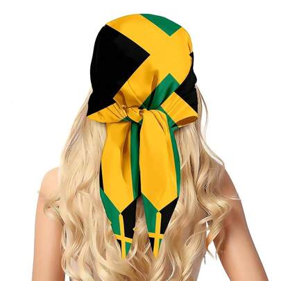 Fashion Head Scarf For Women Silk Scarf Large Square Sleeping Wrap Satin Neck Bandana For Gift 27.5 X 27.5 Inches,OneSize,JamaicanFlag