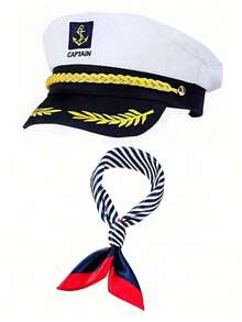 多件套：船长帽、水手帽、围巾套装（女士）；白色手套；飞行员太阳镜；海军水手服，适合游艇、摇滚派对、角色扮演等冬季活动，情人节礼物 - 彩色 - 查看 4