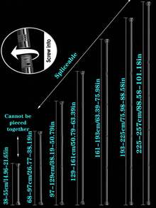 1pc Super Long No Drill Installation Stainless Steel Extendable Curtain Rod, 2.5CM Diameter, Black/Silver Curtain Rod, Wardrobe Hanging Rod, Retractable Rod, Clothesline, No Drilling Required, Stainless Steel Material, Easy Installation, Multi-Functional For Bedroom, Balcony, Wardrobe, Outdoor Clothesline, Suitable For Bathroom, Window, RV, Living Room, Bedroom