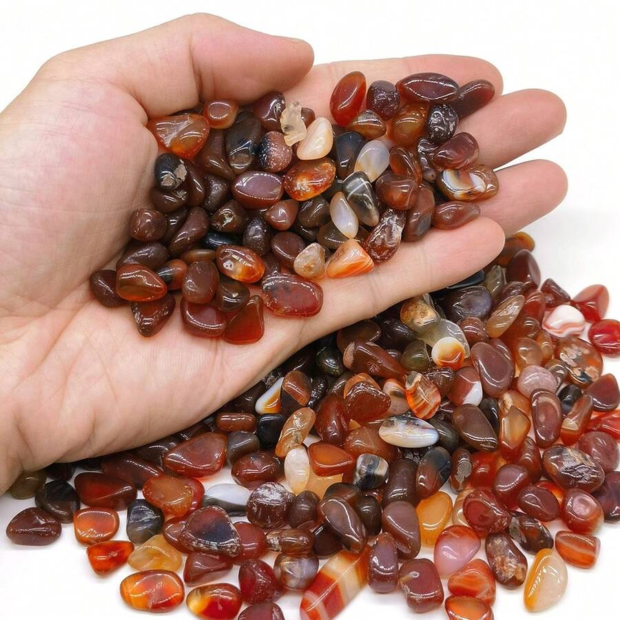 50g/100g Natural Red Agate Crystal Chips Polished Stones, Suitable For Beginners In Reiki, Yoga And Energy Healing, Indoor Plants, Jewelry Making, Wishing Bottles - Natural Stone - View 1