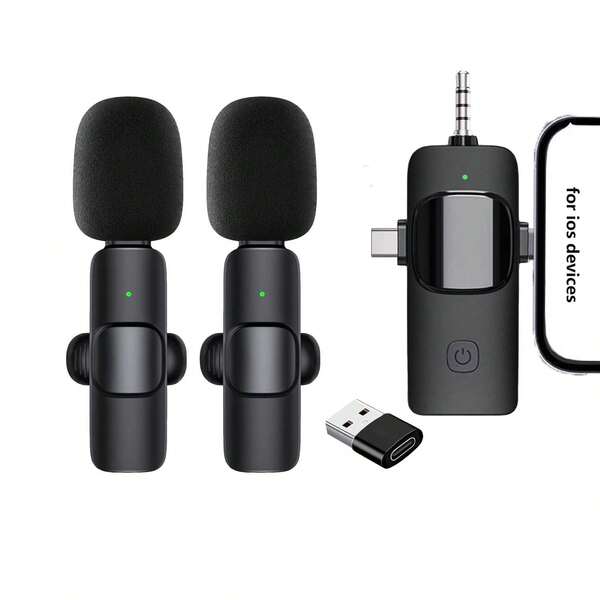 4-in-1 Wireless Lapel Clip-on Microphone With 3.5mm Interface, Compatible With Smartphones/computers/tablets/sound Cards, Suitable For Video/audio Recording, Live Streaming And Interviewing