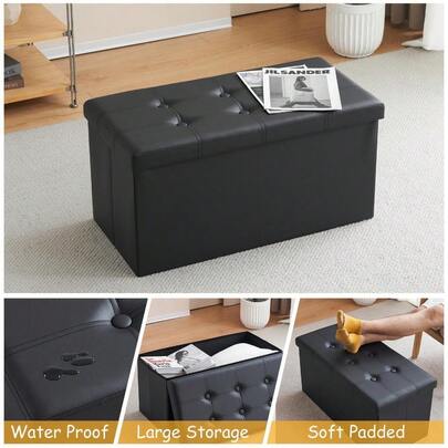 Storage Box Foldable Ottoman Seat Toy Storage Box Foot Stool Bench Home Stool