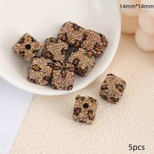 5/10颗时尚豹纹水钻珠，豹纹立方体珠，直孔串珠配件，适用于手工DIY珠宝制作，项链，手链，耳环，包链，钥匙扣，拉链吊坠 - 彩色 - 查看 6