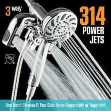 Aquadance High Pressure 156 Setting 14 Zone Shower Head & Handheld 3-Way Combo System - Magnetic Docking, 314 Power Jets, Dual Adjustable Arms, 6 Ft. Metal Hose, All Chrome Finish, Top American Brand - Chrome - Xem 4
