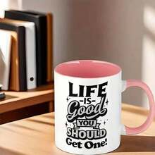 An Encouraging Words Cup, 11oz Ceramic Cup, Promotes Positivity And Support - 粉色 - 查看 3