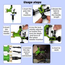 GSYY ATUS Ry Tattoo Machine Gun Kit Essional Liner Shader Tattoo Mr Machine With Gr Tube Ch Elastic Bandage Beginners Tattoo Kit Tattoo Supplies Green - Green - View 4