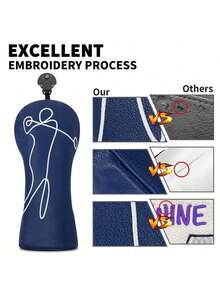 Vỏ bọc đầu gậy đánh golf Blue Swing Line Figure - Thiết bị bảo vệ bền bỉ dành cho người đam mê golf và người yêu thích thiết kế | Hoàn hảo cho việc luyện tập hàng ngày, các trận đấu giải đấu và các chuyến đi chơi cuối tuần - Màu xanh lam - Xem 9