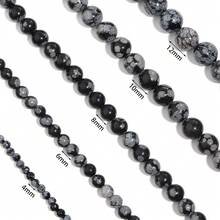 1 chuỗi đá quý Obsidian dạng bông tuyết tự nhiên 4mm 6mm 8mm 10mm 12mm hạt tròn rời dùng làm đồ trang sức - thạch cao - Xem 6