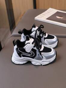 1 Đôi giày thể thao lưới thoáng khí mùa hè cho trẻ em, giày đế thô thường ngày cho bé gái - màu đen - Xem 5