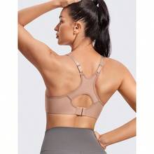 SYROKAN Women's Full Support High Impact Racerback Lightly Lined Underwire Sports Bra - Barely Buff - View 4