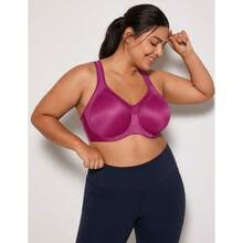 SYROKAN Women's Full Support High Impact Racerback Lightly Lined Underwire Sports Bra - Magenta Purple - View 4