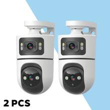 1 Packung/2 Packungen 2K Outdoor PTZ Drahtlose IP-Kamera 2,4 GHz WLAN Dual-Linse Dual-Bildschirm Kamera Auto-Tracking Babyüberwachung, Sicherheitskamera mit Farbvision bei Nacht, Zwei-Wege-Sprech-Funktion, Auto-Tracking & KI-Bewegungserkennung - perfektes Geschenk