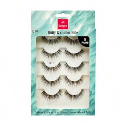 GSYY Classic  False Eyelashes For Everyday Wear: Wiy Eye Lashes With  Brown Black Mix Ter PBT 3D Curl Design Fluffy And Cfable Fit Reusable Adhesive Eyelashes Includes 5 Pairs For Long-La Beauty Enhancement