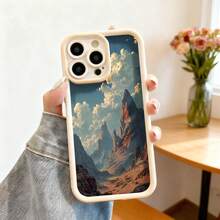 Cubierta de teléfono con borde protector color negro diseño de montañas épicas y cielo nublado para uso diario y viajes - Negro - Ver 3