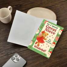 1 بطاقة تهنئة جذابة بشكل دب مع مغلف (11 سم * 16 سم) - تصميم "تمنيات عيد الميلاد لك"، مشهد احتفالي مع سانتا وقصبات السكر، مثالية للابنة وأحبائك، مناسبة لاحتفالات عيد الميلاد، بطاقة تهنئة عيد الميلاد|بطاقة دب عيد الميلاد|بطاقة ورقية للتهنئة - متعدد الألوان - مشاهدة 11