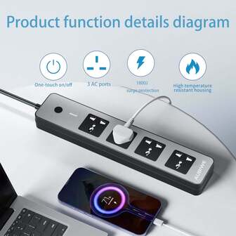 AUBIWE Power Socket, 4AC Extension Socket, 1.8 M/3 M Power Strip, Equipped With One-Button Switch Control Button, Wall-Mounted Power Panel, Suitable For Kitchen, Bedroom, Dormitory Power Cord, Power Strip, Home Power Management, Kitchen Power Socket, Space-Saving Design, Streamlined Power Panel, Rugged Extension Socket, Reliable Electrical Panel, Controlled Power Switch, Home User, Small Home