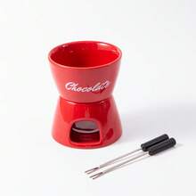 1 Set Heart-Shaped Ceramic Fondue Set, Includes 2 Forks, Cute Butter Warmer Set, Melting Pot Set For Chocolate, Cheese, Candy, Ceramic Fondue Cup Set, Suitable For Date Night, Birthday, Mother's Day And Wedding Gifts - Multicolor - View 16