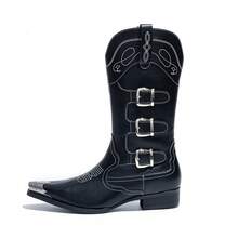 Men's Cowboy Boots, Western Boots, Motorcycle Boots. Metal Accessories, Low Heel, Rubber Sole. Fashion, Street, Outdoor. Party, Wedding