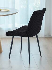 1/2 piezas Fundas de silla de comedor curvas de unicolor Jacquard Decoración del hogar Funda protectora antideslizante para silla de cocina para bodas y banquetes - Negro - Ver 4