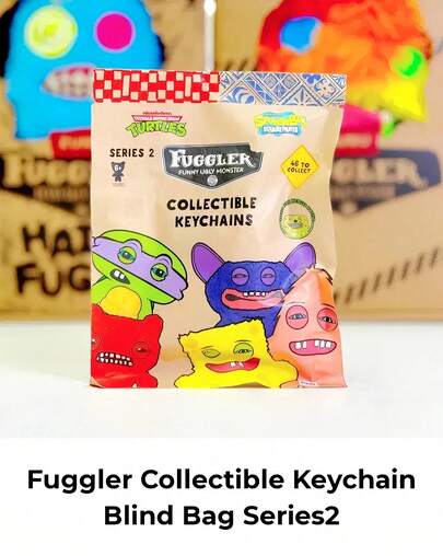  ZURU  Blind Box Plush Keychains - 24 Random Collectible Ugly Monster Keychains With Mixed Designs, Quirky Characters & Vibrant Colors (Glitter, Animal Features & Crazy Expressions)
