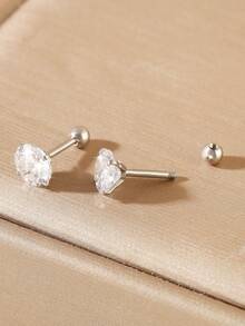 8pcs/Set Minimalist Copper Screw Stud Earrings Set, Fashionable Ear Cuff Earrings Gift For Women - Round - View 7