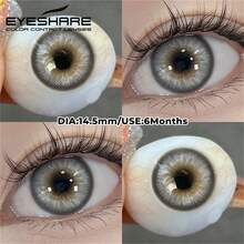 EYESHARE 1副装 - 放大彩色隐形眼镜，自然款，绿色、灰色、蓝色、棕色可选，大直径，适合约会、日常佩戴或派对佩戴 - 灰色 - 查看 3