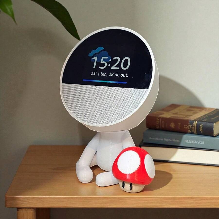 Suporte Alexa Echo SPOT. Tema Robert Gagumelo. Presente, decoração criativa, stand de mesa - Multicolorido - Visão 1