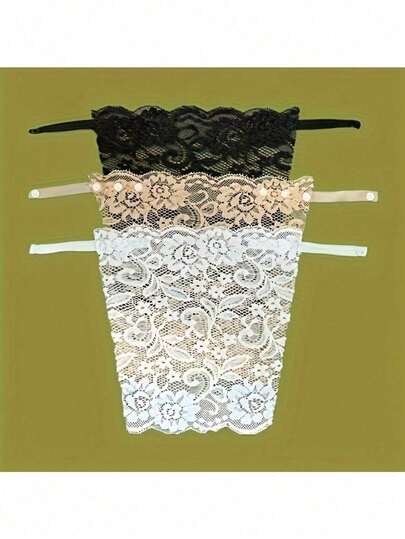 3pcs Elegant Floral Anti-Glare Bra Pads - Fashionable & Comfortable Padded Inserts, Lace Knit Lining, Suitable For Women, Back To School, Weddings, Etc.