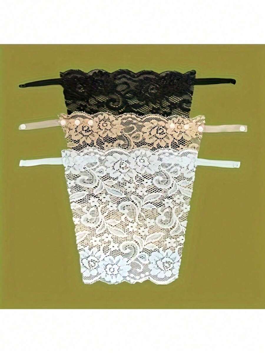 3 件装优雅花卉防眩光胸垫 - 时尚舒适的衬垫，蕾丝针织内衬，适合女性，返校、婚礼等场合。