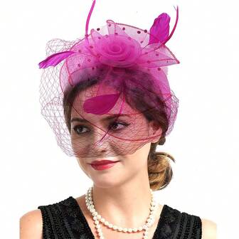 复古头饰帽，20、50年代药盒式发箍夹，女士适用，适合茶会、鸡尾酒会、婚礼、生日、万圣节、圣诞节等场合，迷你小帽，德比帽，迷你头饰，迷你小圆帽