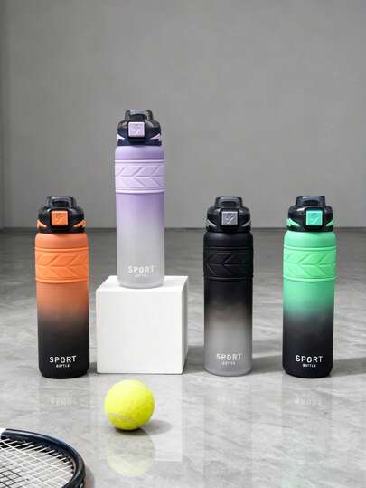 1pc 1000ml/32oz Large Capacity Frosted Tumbler With Straw, Lightning Bolt Pattern Lid, Stylish & , With Straw And Carrying Strap, Leak-Proof, Multiple Colors Available, Suitable For Outdoor Sports, Short Trips, Running, Fitness, Holiday Gifts