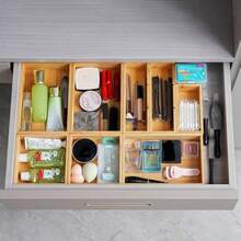 TFKI Drawer Organizer Set Of 9 Bamboo Wood Kitchen Makeup Desk Junk Tea Drawer Storage Boxes Bins For Cutlery Silverware Utensils Flatware Small Wooden Container Tray For Bathroom Office - Tre tự nhiên - Xem 2