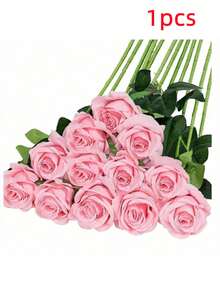 1支/5支/10支/12支/20支装，20英寸粉色仿真玫瑰，高端仿真玫瑰，适用于家居装饰、房间装饰、餐桌装饰、婚礼装饰、新娘捧花、腕花、插花等。也适用于家庭、餐厅、卧室、花瓶插花等场合。