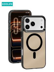 1pc Solid Color IMD Titanium Alloy Matte Finish Large Hole Magnetic Phone Protective Case, Lens Electroplated Edge, Anti-Slip Anti-Drop Fingerprint-Resistant, Compatible With IPhone 17 ProMax/17/17 Pro/17 Air/16/16 Pro/16 Plus/16 ProMax/12/12 Pro/12 ProMax/13/13 Pro/13 ProMax/14/14 Plus/14 Pro/14 ProMax/15/15 Pro/15 Plus/15 ProMax - Black - View 4