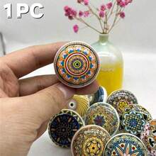 6/12pcs Bohemian Style Round Ceramic Drawer Pulls, With Screws, Colorful Hand-Painted Floral And Geometric Patterns, Suitable For Modern And Vintage Cabinets, Kitchen Cabinet Handles - Random Color - View 18