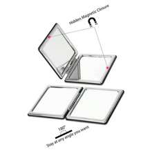 Gold Magnifying Compact Mirror Purse - 1x/2x Magnification Travel Mirror 2.76 Inch Double - Sided Folding Mirror, Cute Small Pocket Mirror, Travel Essentials - 紫色方塊 - 查看 4