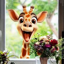 1pc Cartoon Giraffe Window Sticker - Realistic & Amusing Reusable Double-Sided Anti-Collision Giraffe Window Decal, Suitable For Living Room, Bedroom, Home Office, Sticker, Wall Decal, Vinyl Decal, Home Decor, Rama Decorative Sticker - Multicolor - View 6