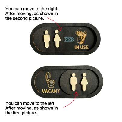 1pc Creative Wooden Toilet Sign, WC Pattern Vacant/Occupied Movable Sign, Suitable For Home, Restaurant, Cafe, Boutique
