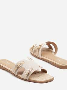 几何扣环凉拖鞋 女士夏季休闲沙滩凉鞋