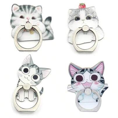 4Pcs Phone Ring Holder Stand, Cute Animal Dogs Cats 360 Rotation Finger Ring Grip Kickstand Mount Cellphones And Tablets Stand